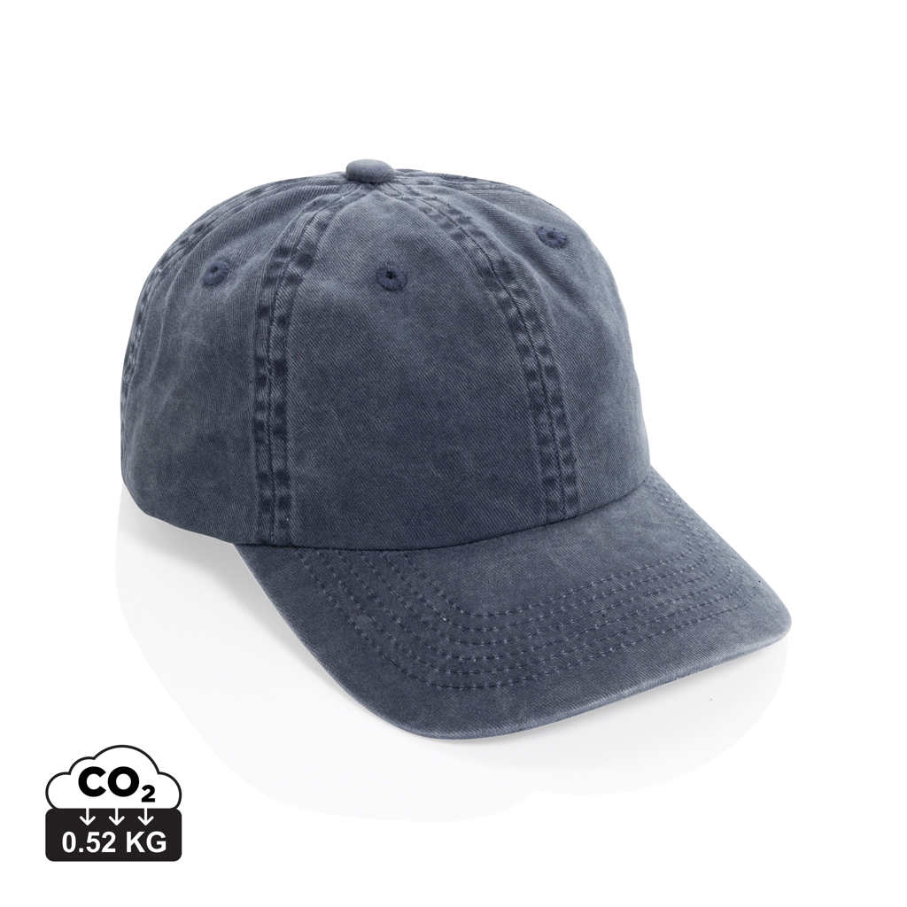 Casquette publicitaire délavée en coton recyclé BEAU AWARE™ Bleu marine